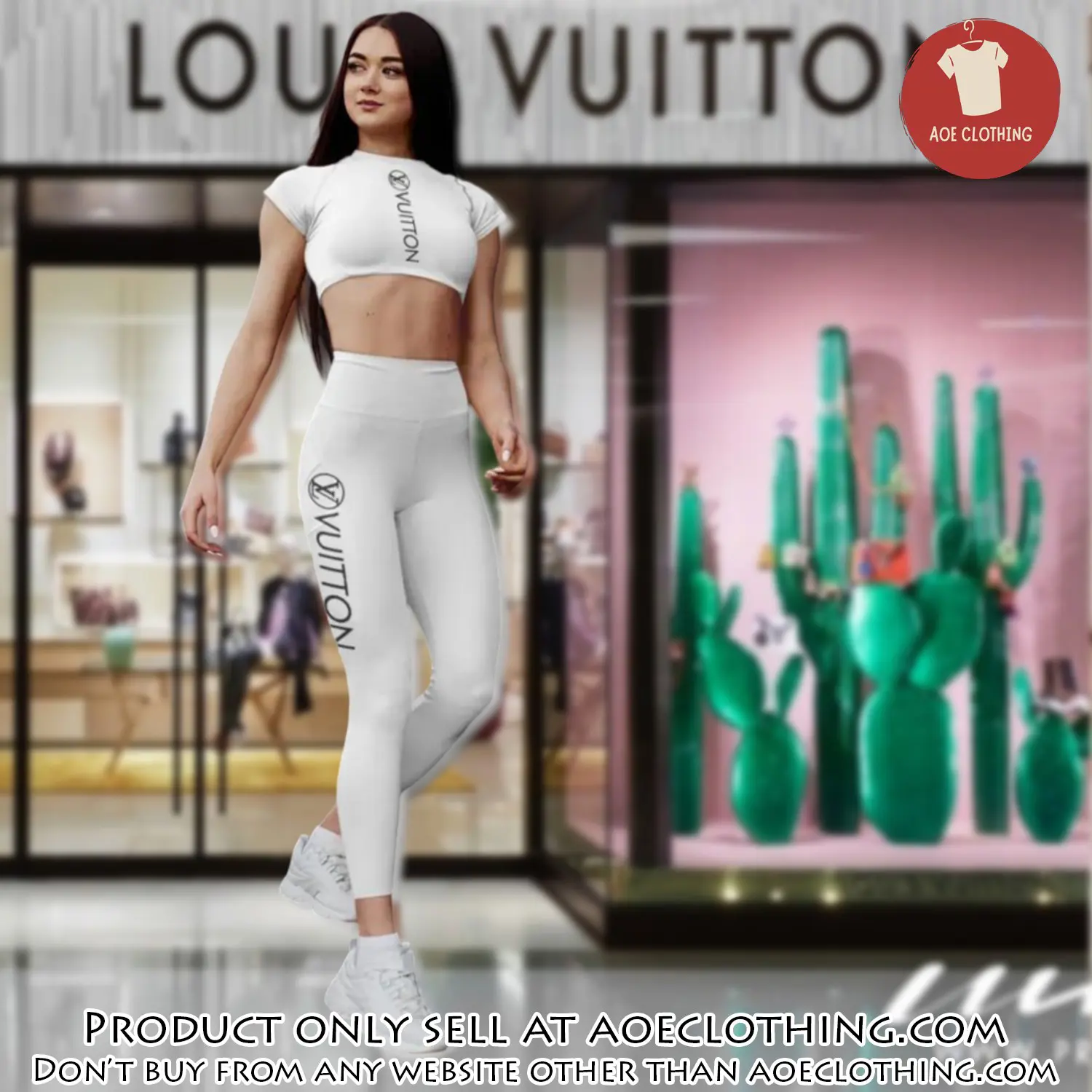 White luxury louis vuitton luxury sportwear combo luxury brand crop top tshirt and legging for women ctl1047 aoe2158291